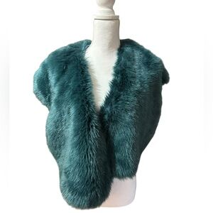 Express Teal Faux Fur Stole Wrap Shrug - NWOT